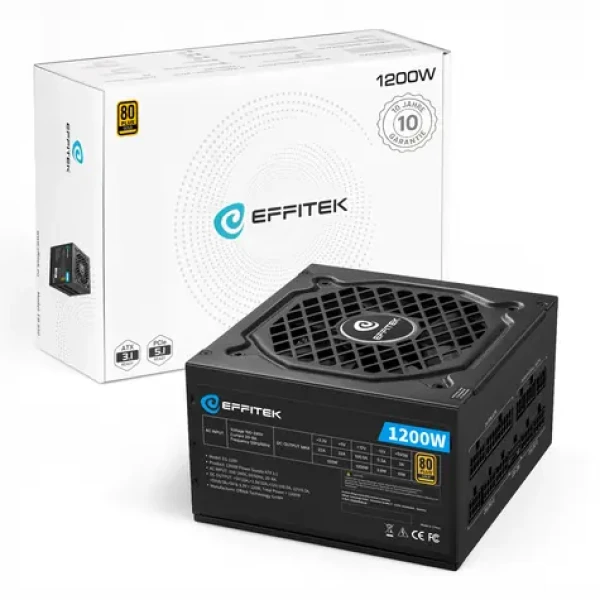 EFFITEK Gold 1200W / Zdroj / ATX 3.1 / PCIe 5.1 / 80 PLUS Gold / modulárne (EG-1200)