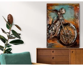 Kovový obraz na stenu Motorka veterán 60x80 cm, vintage%