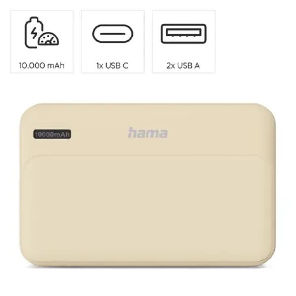 HAMA Pocket 10 piesková / Powerbanka / 10000 mAh / 2x USB-A / 5V / 2.1A (201773)