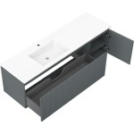 MEXEN/S - Rivel kúpeľňová skrinka 160 cm s umývadlom Otis ľavá, 1S, 1D, reliéf, grafit mat/biela mat 91A23-16047-3-BBFF66-W18L01