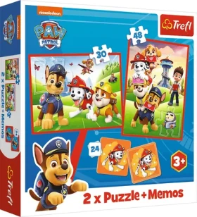 Trefl - Puzzle - Sada 3v1 Tlapková patrola v akcii (2x puzzle + Pexeso)