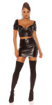 Sexy Party Leatherlook Crop Top black S