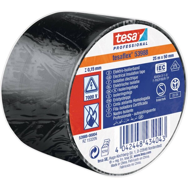 Tesa 53988-00004-00 izolačná páska tesa® Professional čierna (d x š) 25 m x 50 mm 1 ks; 53988-00004-00