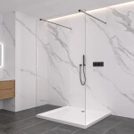 CERANO - Sprchová zástena Walk-in Onyx Duo Ľ/P - 8 mm - hranatá vzpera - čierna matná, transparentné sklo - 120x200 CER-8050BD2023