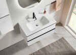 CERANO - Kúpeľňová skrinka Velora - biela matná, úchytka čierna + keramické umývadlo Novo - biela lesklá - 81x54,5x46,5 CER-979876