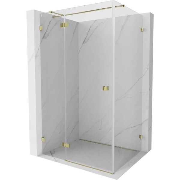 MEXEN/S - Lunar T sprchovací kút dvere krídlové ľavá 80 x 70, transparent, zlato 834T-080-070-50-00-L
