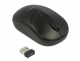 DeLock optická mini myš čierna / Optický senzor / bezdrôtová / 1000 DPI / 3 tlačidlá / 1xAA (12494-DE)