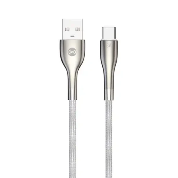 Forever Sleek Kábel USB-A (M) - USB-C (M) 1m biela / 3 A (5900495084293)