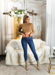 Sexy Highwaist Push-Up Skinny Jeans "Used Look" denimblue 44