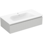 MEXEN/S - Rivel kúpeľňová skrinka 90 cm s umývadlom Vela, 1 šuplík, reliéf, šedá mat/biela mat 91A20-09023-1-BF62-W23M01
