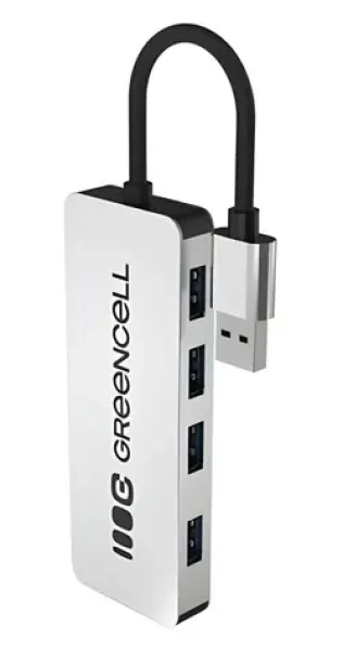 Green Cell USB hub 4 porty / USB hub / 4X USB-A 3.0 / 5 Gbps / hliníkové púzdro (HUB-GC-A4A)