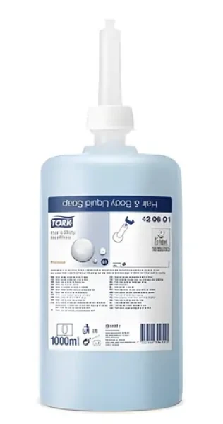 Tork Premium tekuté mydlo na vlasy a telo / Tekuté mydlo / systém S1 / 1000 ml / svieža vôňa (420601)