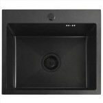 REA - Oceľový drez Leo 50 Black s kuchynskou batériou KPL-96005