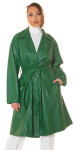 Sexy Koucla leather look coat with belt green Einheitsgroesse