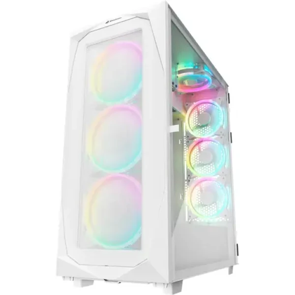 Sharkoon REV300 White biela / ATX / 2x USB 3.0 / 1x USB-C / 7x 120mm / bez zdroja / priehľadná bočnica (4044951039593)