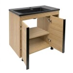 Kúpeľňová skrinka s čiernym umývadlom Naturel Lucca 79x70x45 cm dub mat LUCCA80DU3ABKM LUCCA80DU3ABKM