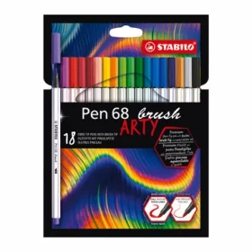 STABILO® Pen 68 brush - ARTY - 18 ks súprava - 18 rôznych farieb (568/18-21-20)