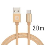 SWISSTEN TEXTILE dátový kábel USB - microUSB 2m zlatá (71522304)