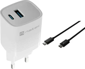 Natec Ribera NUC-2140 čierna / Nabíjačka / 1x USB-A + 1x USB-C / 3 A / kábel USB-C - USB-C 2 m (M-9120717)