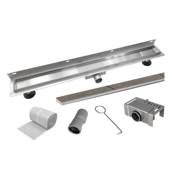 Mereo Odtokový sprchový žľab k stene 70 cm, vr. roštu TILE CZ181