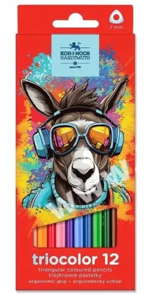 KOH-I-NOOR Trojhranné pastelky Triocolor 12ks Somár (3132012013KS)