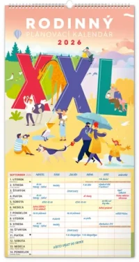 NOTIQUE Nástenný kalendár Rodinný plánovací XXL 2026 / 33 x 64 cm (PGN-35771-SK)