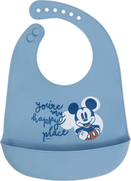 STOR Silikónový podbradník Mickey Mouse / Podbradník / Silikón / Vrecko na zvyšky jedla / Bez BPA (10429)