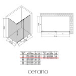 CERANO - Sprchovací kút Lantono - pravá - 8 mm - Soft-Close - chróm, mliečne sklo - 120x100 - posuvný CER-665545