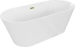 MEXEN/S - Flavia voľne stojaca vaňa 170 x 75, biela, sifón a prepad zlatá 54031708000-50