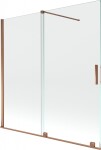 MEXEN/S - Velar Dvojkrídlová posuvná vaňová zástena 160 x 150, transparent, růžové zlato 896-160-000-01-60