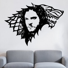Veselá Stena Samolepka Jon Snow Hra o tróny Farba: černá, Veľkosť: 80 x 58 cm