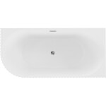 MEXEN/S - Gia voľne stojaca rohová vaňa reliéf pravá 150 x 75, biela mat, sifón a prepad chróm 52701507501P-01