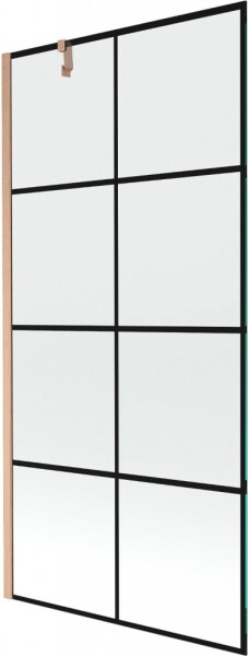 MEXEN/S - Next vaňová zástena FIX 90 x 150, čierna vzor, meď kartáčovaná - 895-090-000-00-70-77 895-090-000-00-77-65