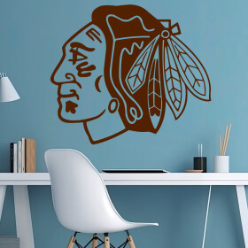 Veselá Stena Samolepka Hokejový tím Chicago Blackhawks Farba: hnědá, Veľkosť: 100 x 87 cm