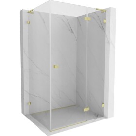 MEXEN/S - Lunar L sprchový kút dvere krídlové pravá 70 x 90, transparent, zlato kartáčovaná 834L-070-090-55-00-P
