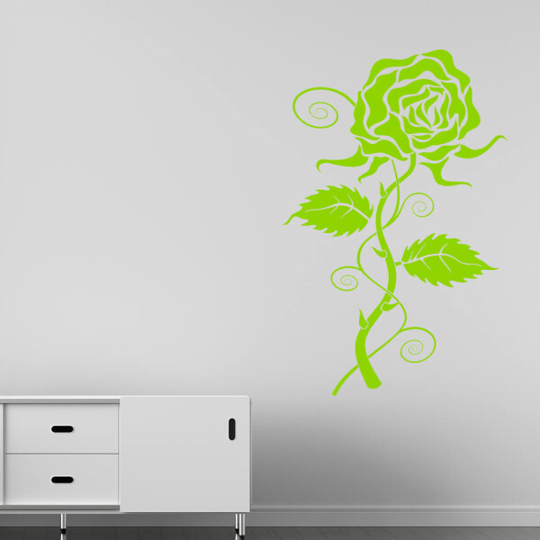 Veselá Stena Samolepka Rozkvitajúca ruža Farba: zelená, Veľkosť: 100 x 65 cm