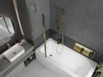 MEXEN/S - Vega obdĺžniková vaňa 150 x 70 cm s panelom + vaňová zástena 100, transparent, zlatá - 5905315206596 550115070X9410115000