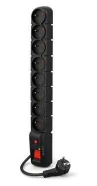 Acar S8 PRO 1,5m kábel čierna / Prepäťová ochrana / 8 zásuviek / 10 A (W0142)