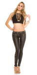 Sexy KouCla leatherlook trousers with lace black