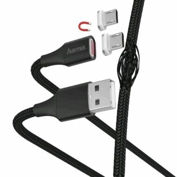 Hama 178373 USB kábel microUSB na USB-A 1 m čierna / magnetická koncovka (178373-H)