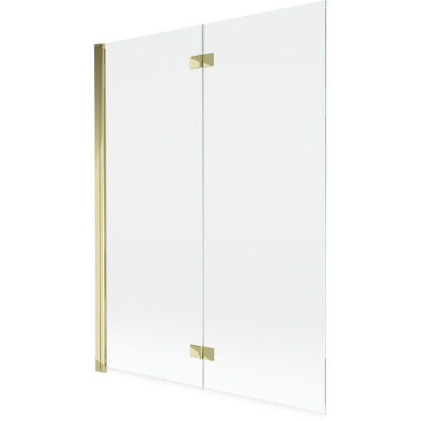MEXEN - MIST vaňová zástena 130x150 cm 6mm 2-s, zlatá, číra, ľavá 8A9-130-002-50-00-L