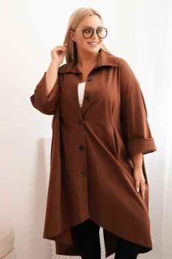Dámska bunda Punto Plus Size s bavlnou a gombíkmi Chocolate UNI