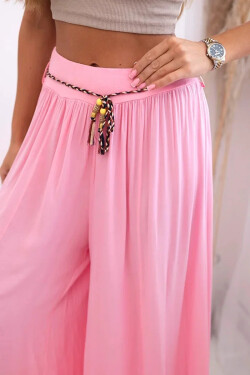 Dámske viskózové nohavice so širokými nohavicami candy pink UNI