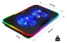 Evolveo CoolPro čierna / Chladiaca podložka pre notebook do 17" / 2× 125 mm ventilátor / RGB podsvietenie (COOLPRO-BK)