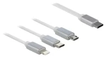 DeLock 3v1 biela / Nabíjací kábel / USB-C - Lightning/Micro USB / Zmotávací / 0,98 m (85844)