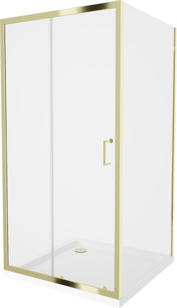 MEXEN/S - Apia Sprchovací kút 90x90, transparent, zlato + vanička so sifónom 840-090-090-50-00-4010G