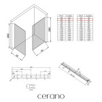 CERANO - Sprchová zástena Walk-in Crystal TL/P - 8 mm - bezvzperový systém + polička/držiak na uteráky - chróm, mliečne sklo - 60x60x200 CER-8050BD6483