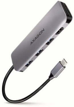 Axagon HMC-HCR3A, USB 5Gbps húb, porty 3x USB-A, HDMI 4k/30Hz, SD/mSD, kábel USB-C 20cm (HMC-HCR3A)