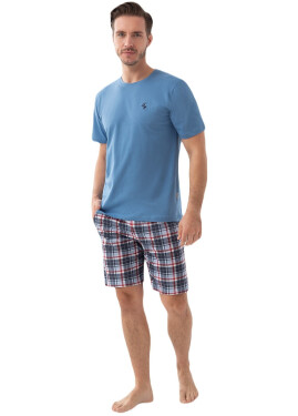 Pánske pyžamo Luna 803 M-2XL blue-grid M