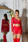 Sexy Koucla 2Piece Set / net skirt and Top red Einheitsgroesse